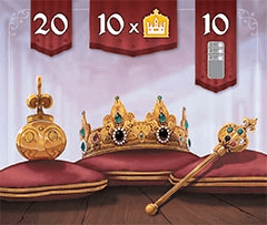 The three win conditions in Splendor Duel: 20 prestige points, 10 crowns, or collecting all gem colors